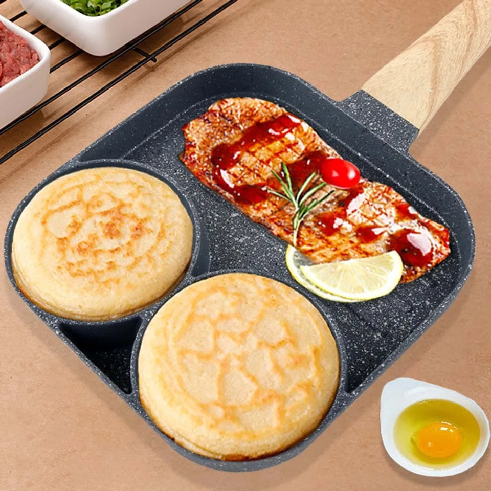 3 in 1 Marble Coated Frying Pan With Grill