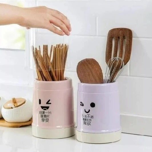 Smiley Cutlery Holder With Lid