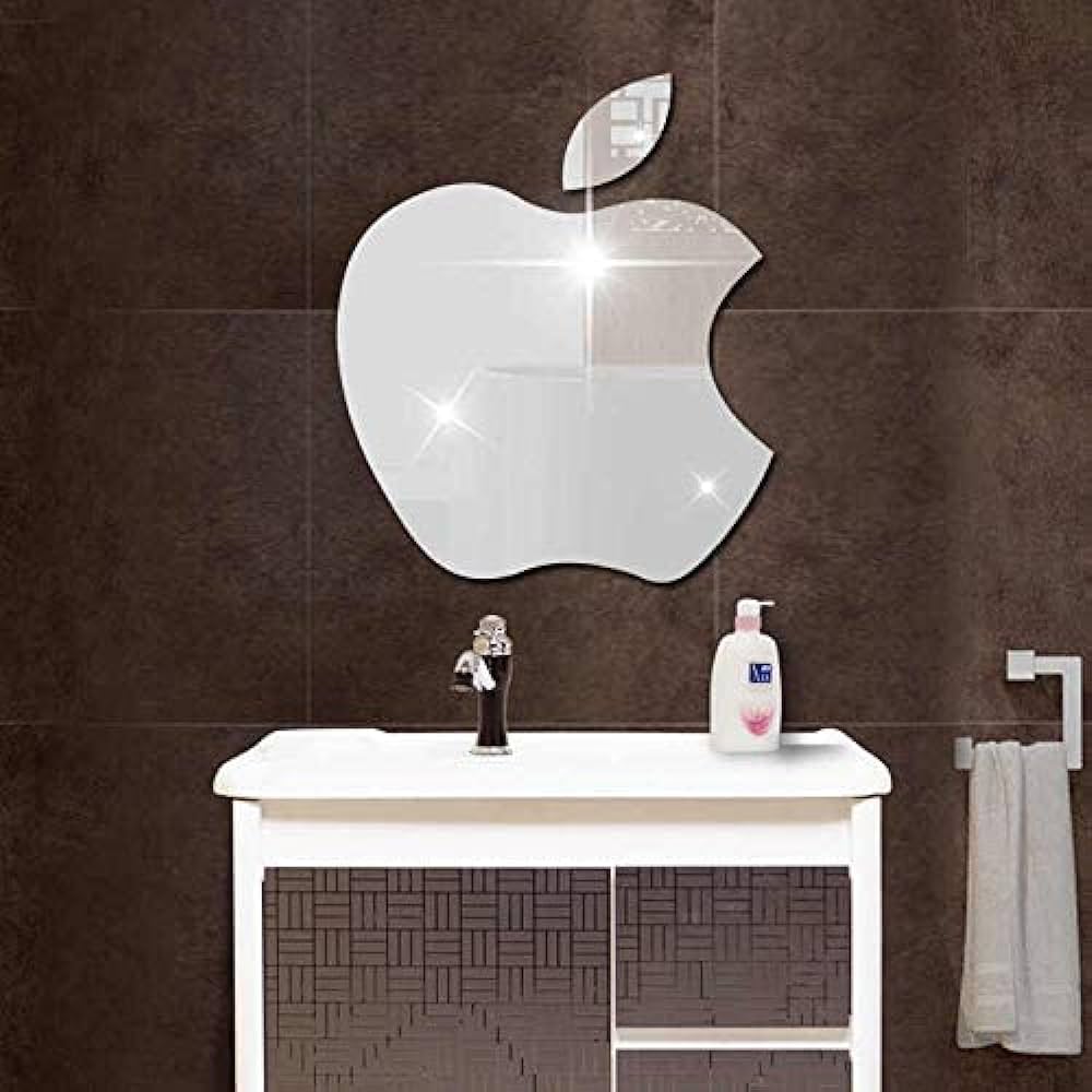 Apple-Shaped Mirror Wall Sticker for Bathroom and Living Room Décor