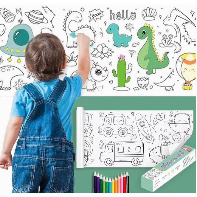 Kids Drawing Roll, Doodle Drawing Roll, Sticking Roll For Toddlers