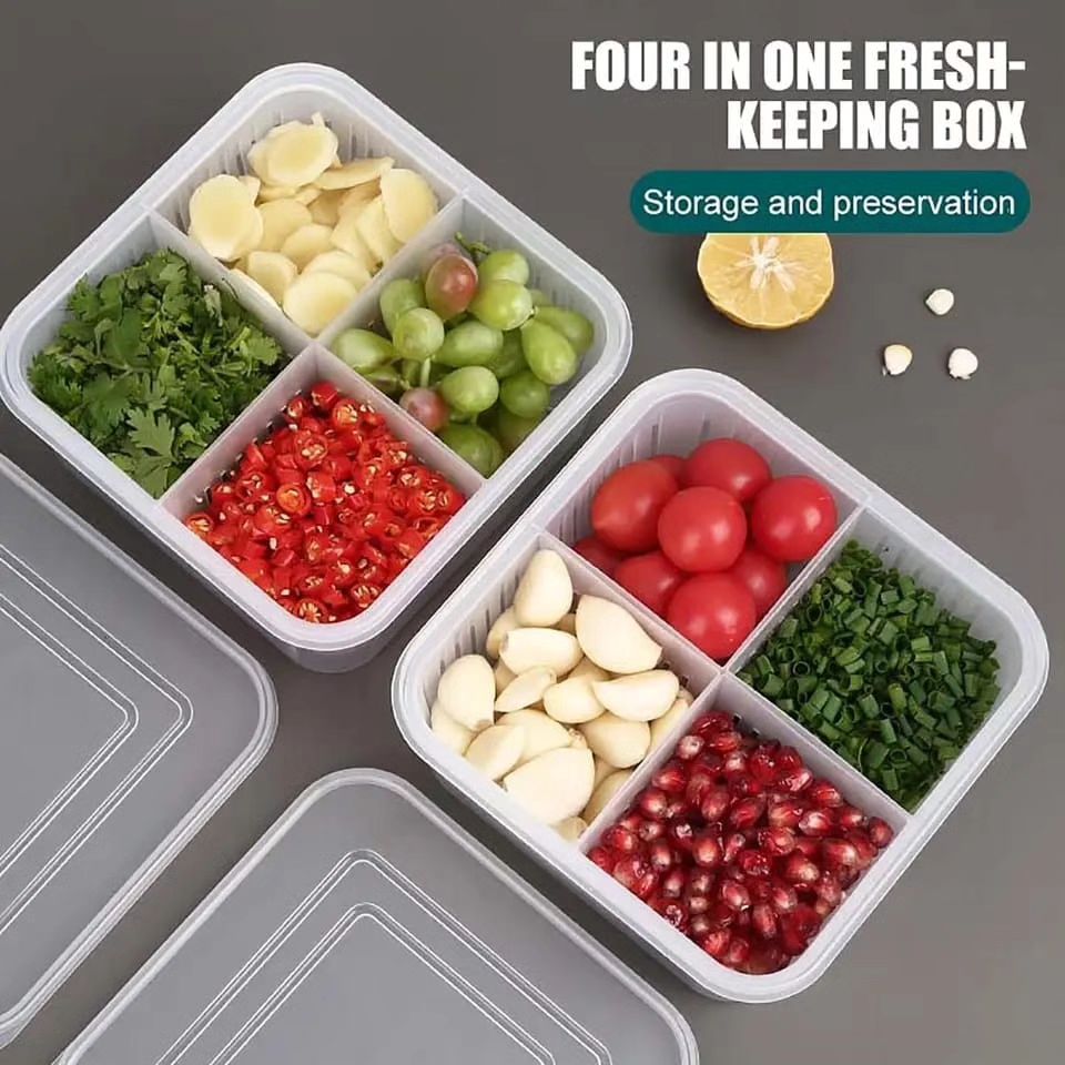 4 in 1 Vegetable & Fruit Storage Box With Lid