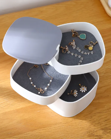 4 Portion Jewellery Box With Mirror