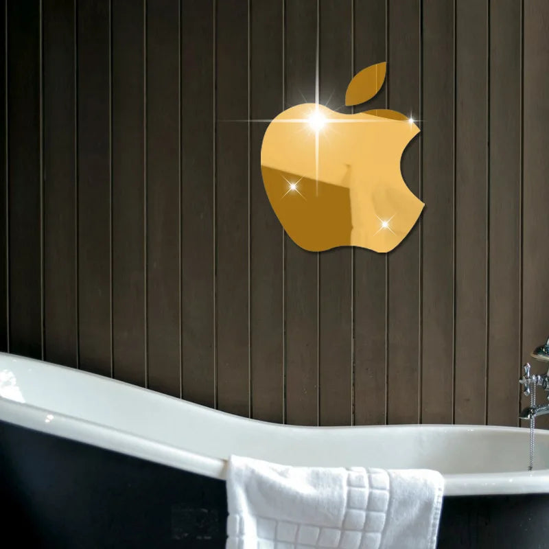 Apple-Shaped Mirror Wall Sticker for Bathroom and Living Room Décor