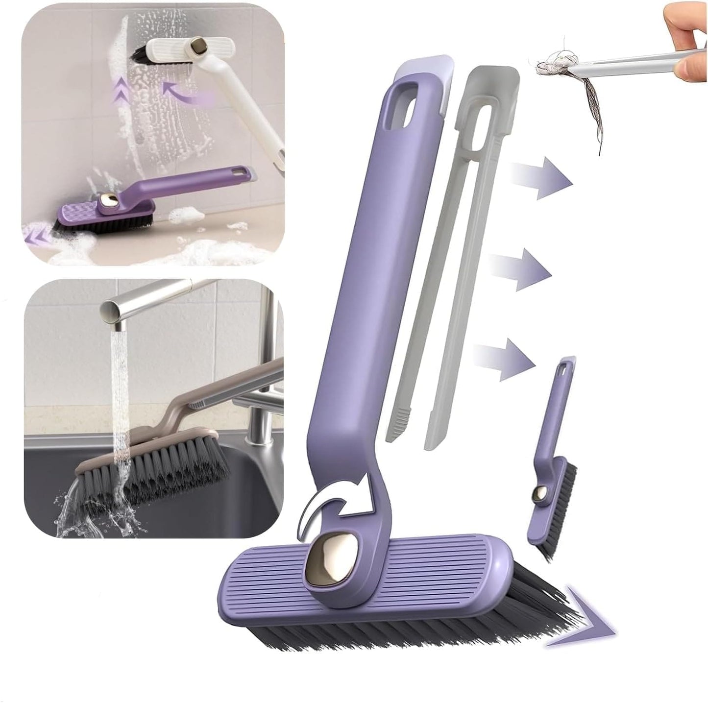 Rotating V-Shaped Cleaning Brush: 2-in-1 Tool