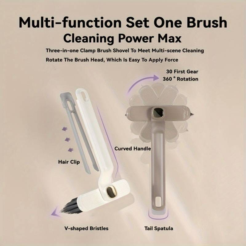 Rotating V-Shaped Cleaning Brush: 2-in-1 Tool