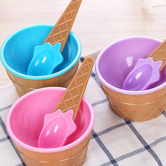 Set of 3 Reusable Cream Cups with Spoons for DIY Desserts and Tablewar