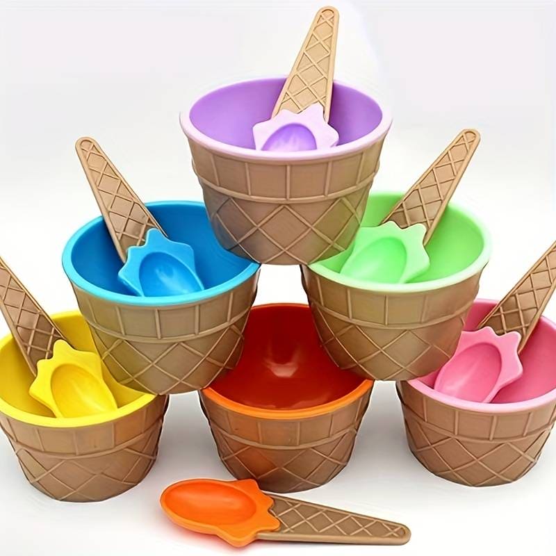 Set of 3 Reusable Cream Cups with Spoons for DIY Desserts and Tablewar