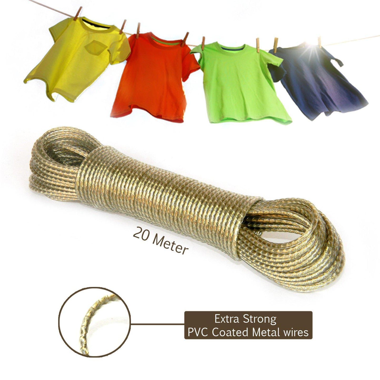 PVC-Coated Aluminium Clothesline Wire - 20 Metres