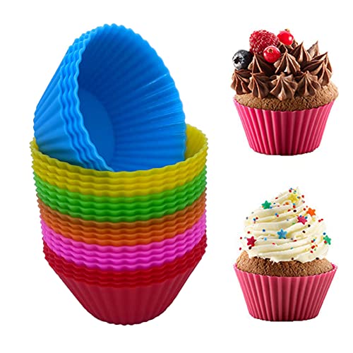 Cupcake Molds, Pack of 6 Reusable Silicone Baking Cases Muffin Molds