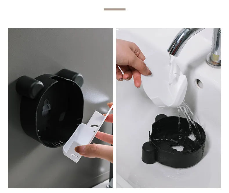 Cute Panda Soap Dish Holder, No-Drilling Soap Dish with Drain, Wall Mounted Soap Saver for Shower