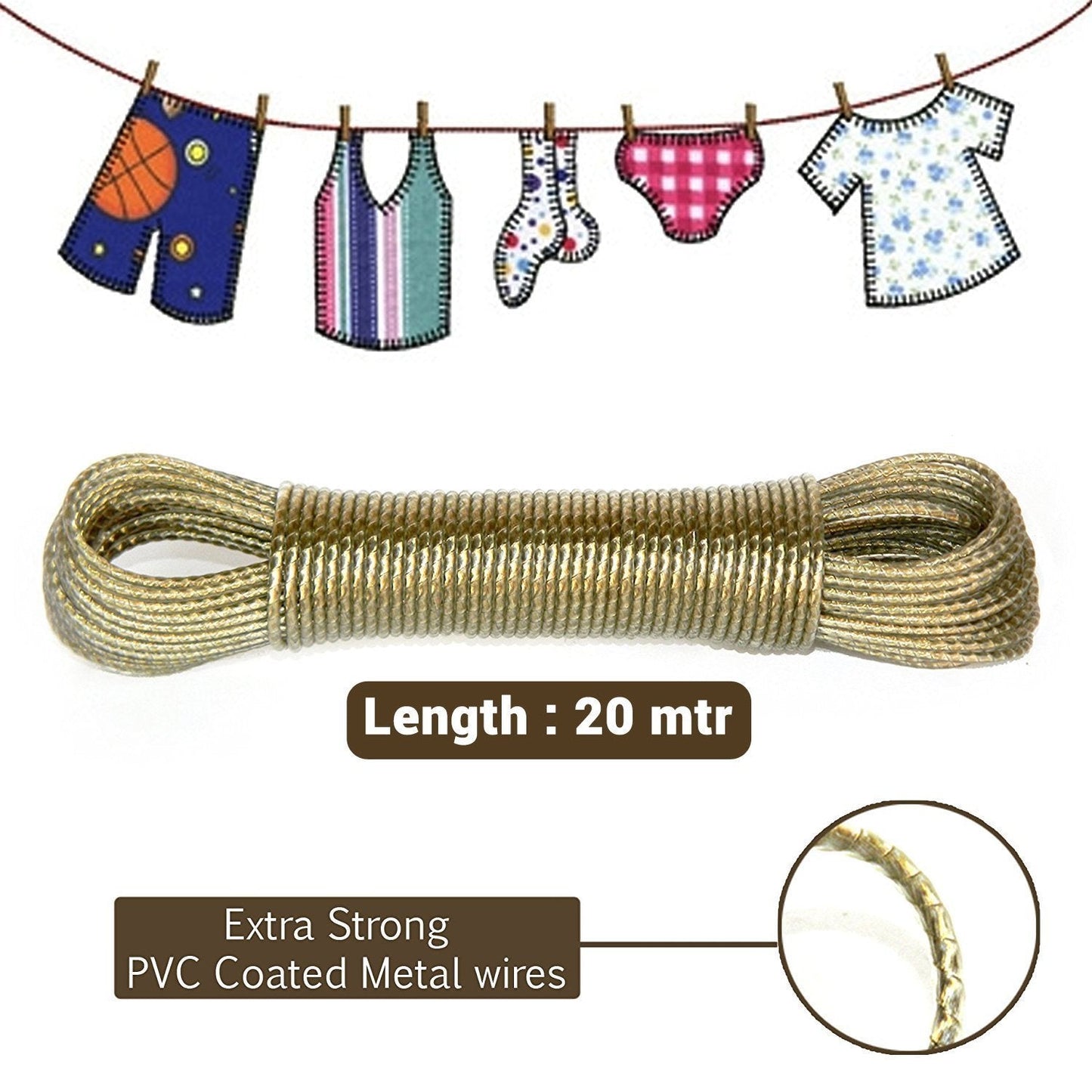 PVC-Coated Aluminium Clothesline Wire - 20 Metres