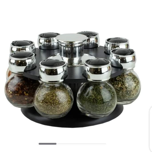 Revolving 8-Jar Spice Rack Set